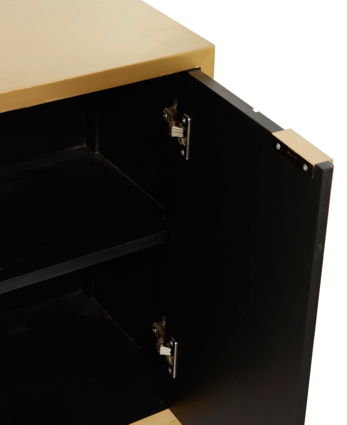 Rosemary Lane Wood 1 Shelf and 3 Doors Cabinet with Mirrored Front