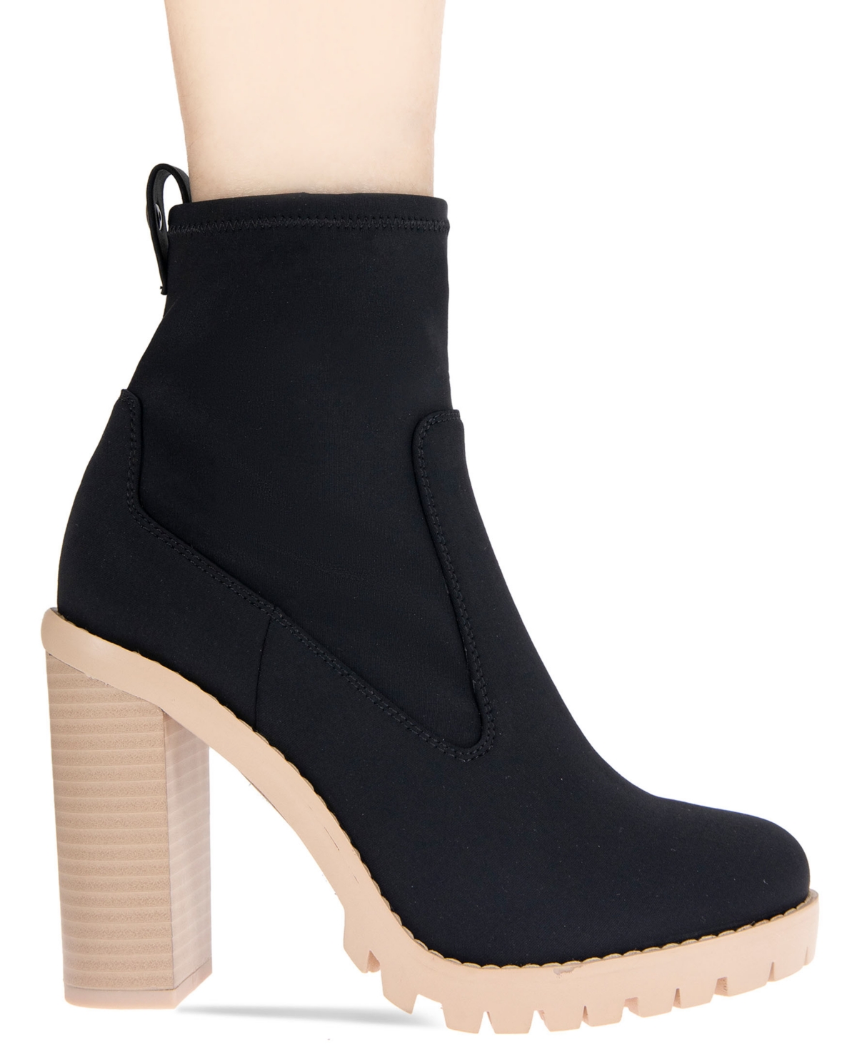 BCBGeneration Women's Pella Lug Sole Boots - Black Neoprene - Fabric