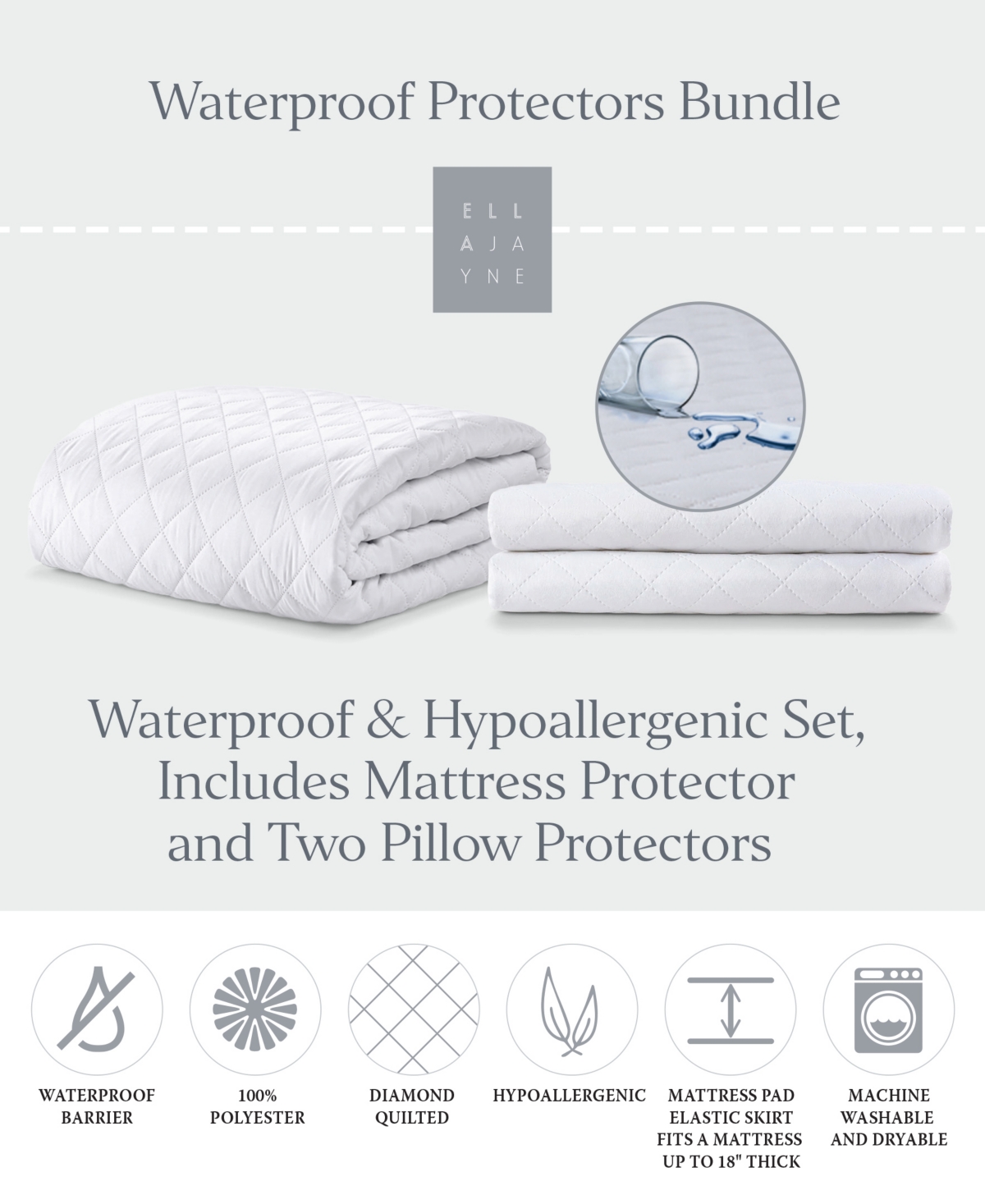 Ella Jayne Water-Resistant Mattress and Pillow Protector Bundle
