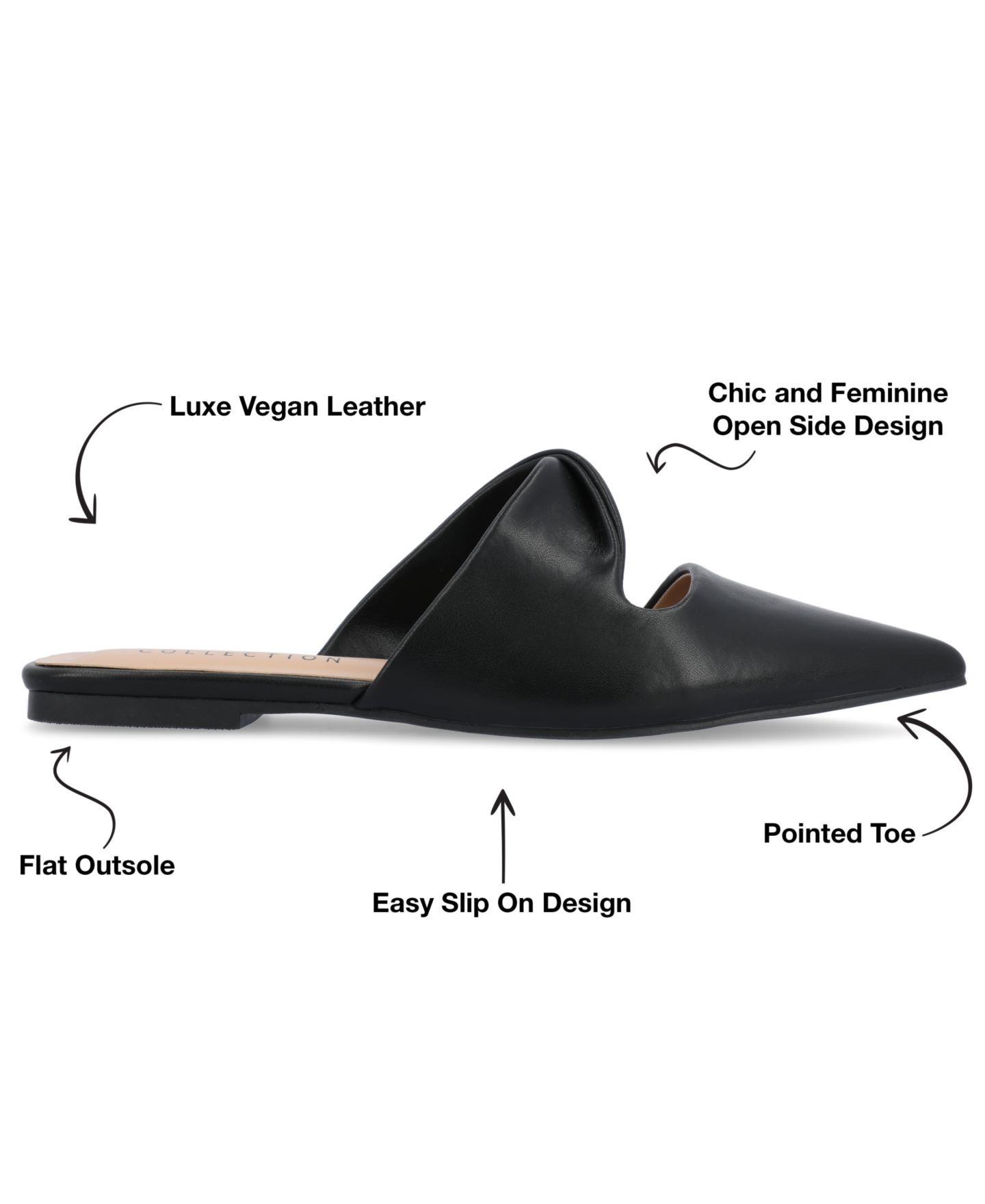 Женские сабо Journee Collection Enniss Twist Cutout Pointed Toe Mules, цвет: Чёрный — фото 14