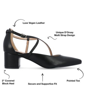Women's Galvinn Strappy Pointed Toe Block Heel Pumps