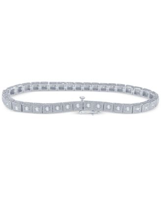 Macy's - Diamond Square Link Tennis Bracelet (1 ct. t.w.) in Sterling Silver