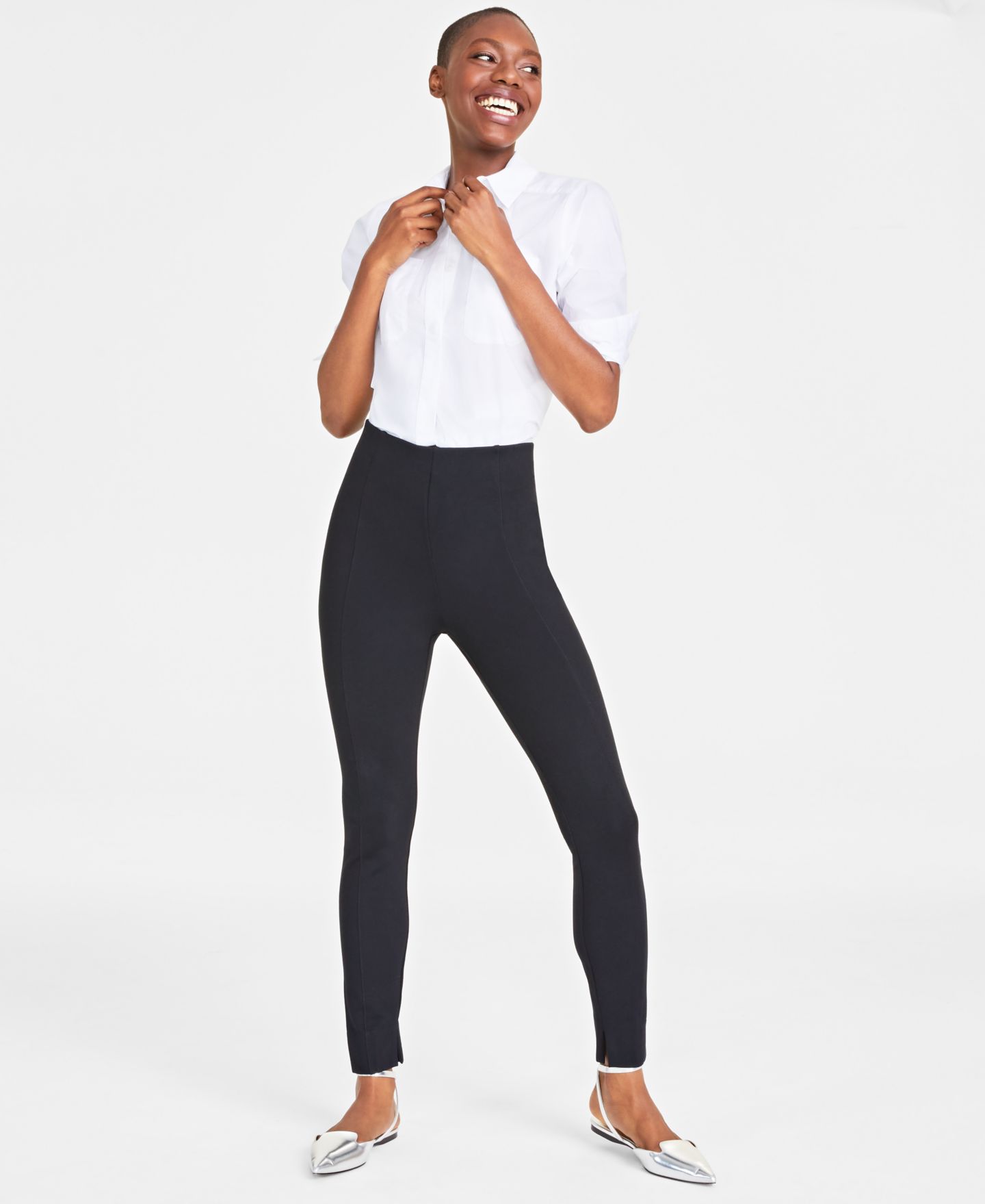 Женские леггинсы On 34th Ponte Skinny Leggings, Regular and Short Lengths, цвет: Глубокий чёрный — фото 4