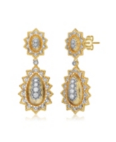 Rachel Glauber White Gold and 14K Gold Plated Sunny Array Cubic Zirconia Drop Earrings - Gold