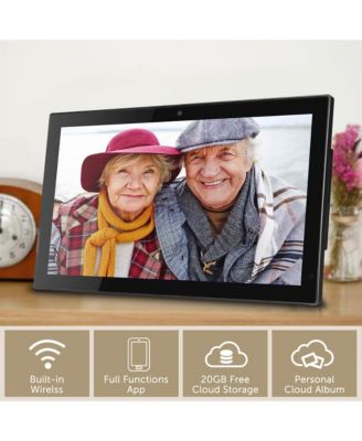 14 in Cloud Photo Frame, Black, 20GB Cloud Storage, Camera/App Support