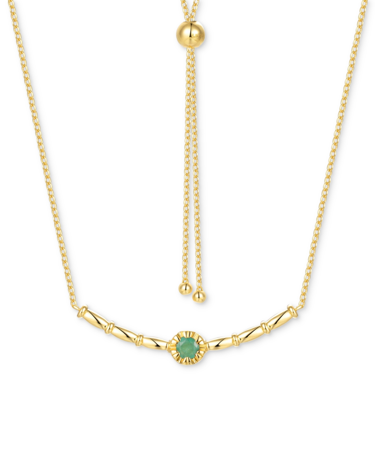 Macy's Emerald Polished Bar 18" Bolo Necklace (1/3 Ct. T.w.) In Gold-plated Sterling Silver (also In Ruby &