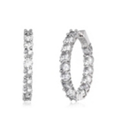 White Gold Plated with Cubic Zirconia Inside Out Hoop Earrings - Silver