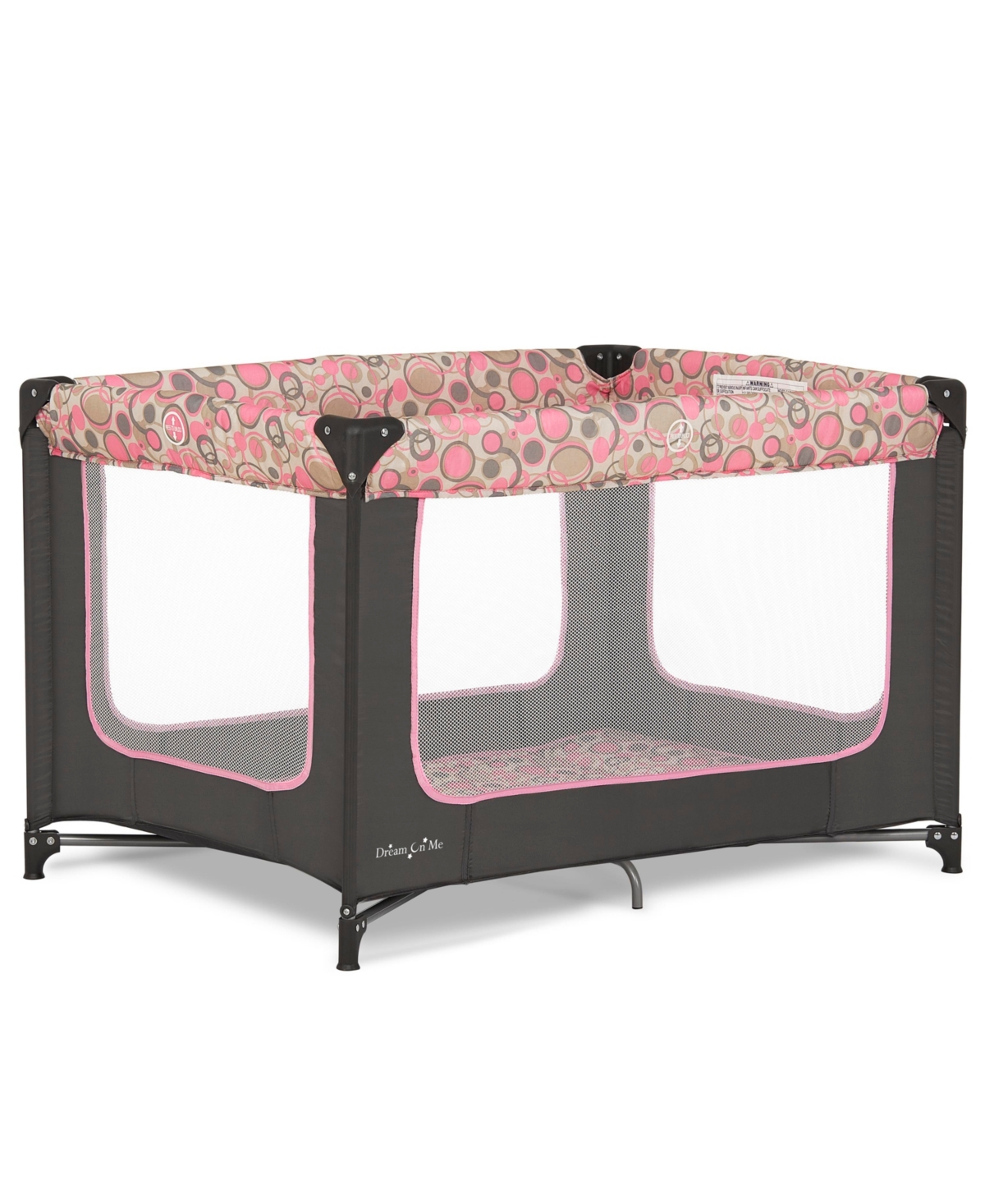 Dream On Me Baby Zodiak Portable Play Yard With Carry Bag And Shoulder Strap - Grey/pink