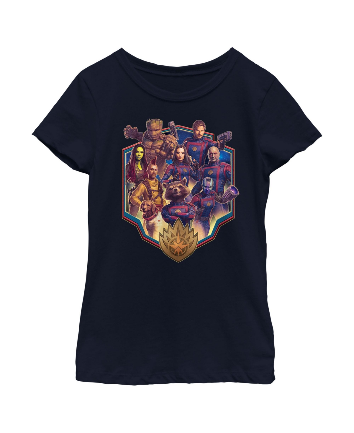Marvel Girl's Guardians Of The Galaxy Vol. 3 Heroes Badge Child T-shirt In Navy Blue