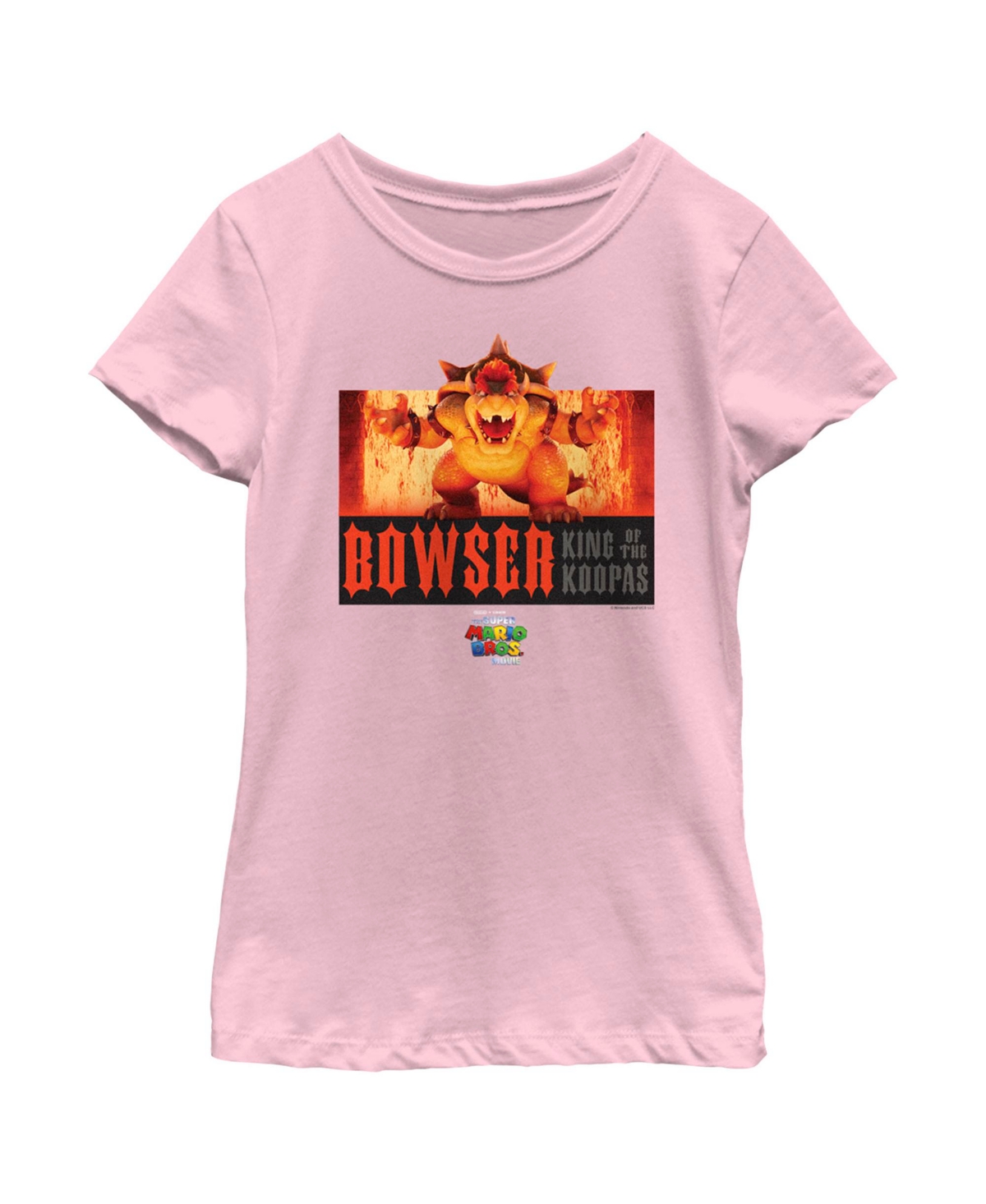 Nintendo Girl's The Super Mario Bros. Movie Bowser King Of The Koopas Fire Scene Child T-shirt In Light Pink