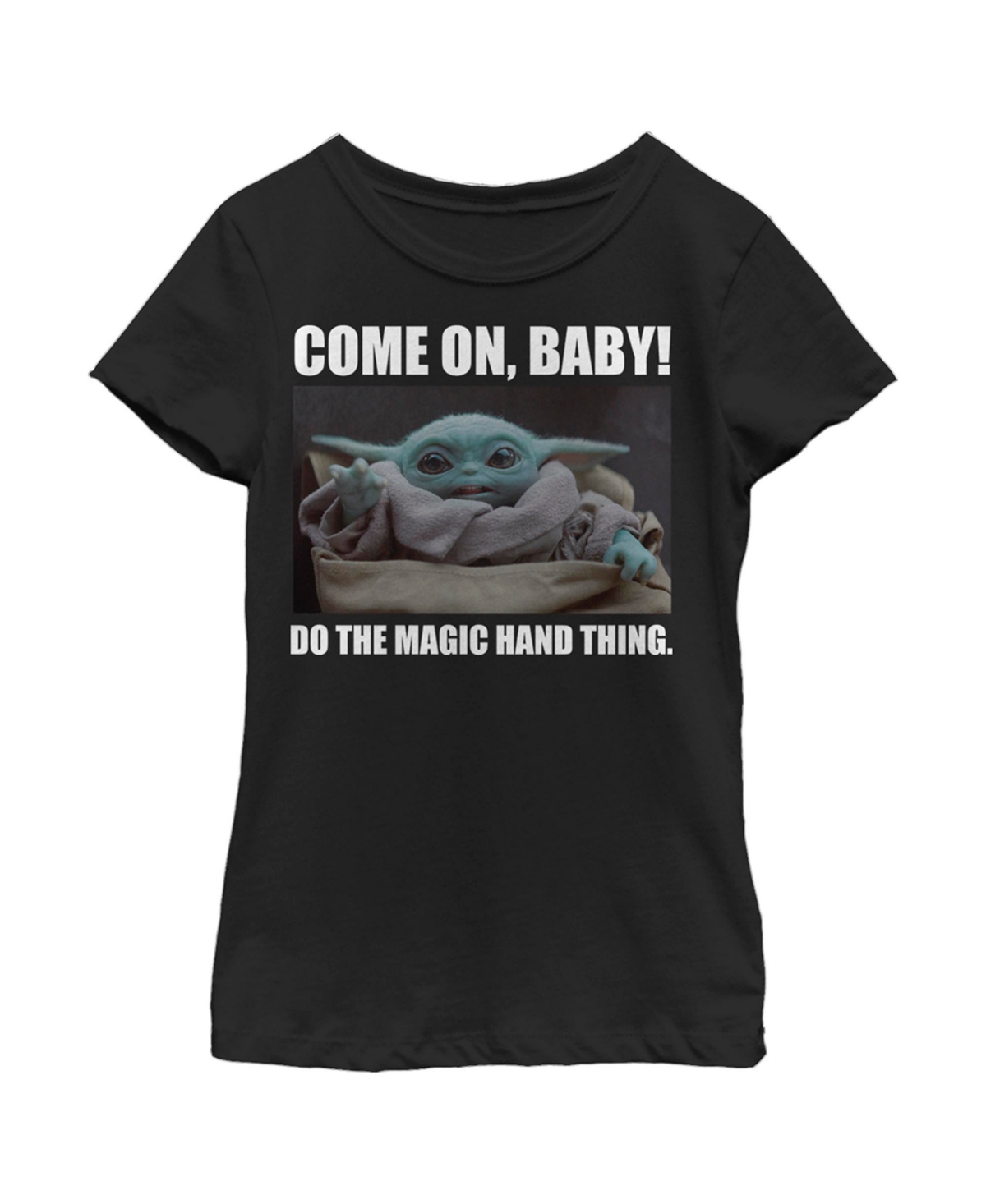 Disney Lucasfilm Kids' Girl's Star Wars: The Mandalorian The Child Do The Magic Hand Thing Child T-shirt In Black