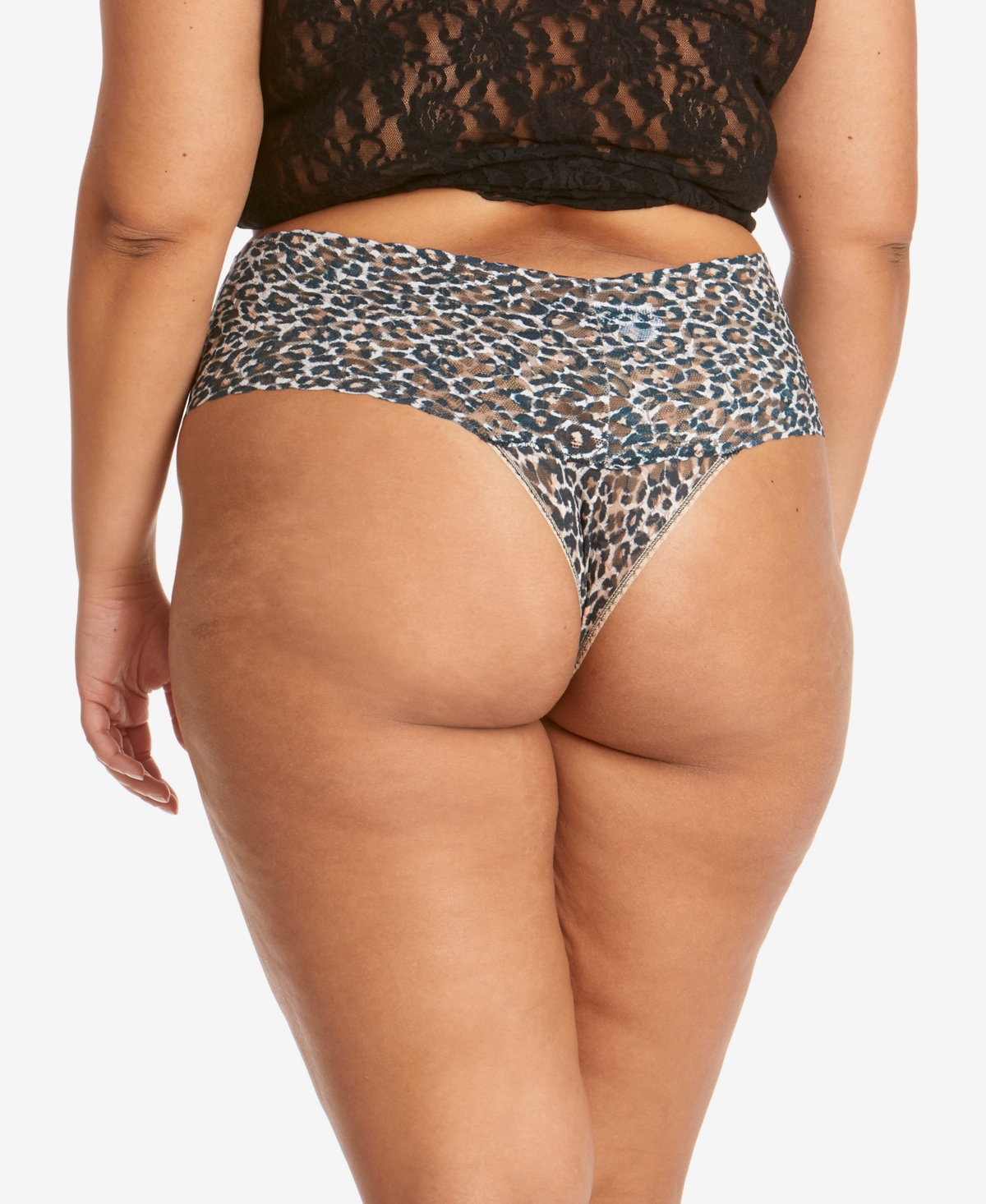 Hanky Panky Women's Plus Size One Size Leopard-Print Thong  -black