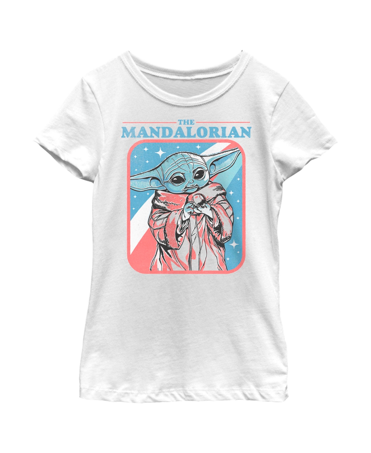 Disney Lucasfilm Kids' Girl's Star Wars: The Mandalorian Fourth Of July Grogu Stars And Stripes Child T-shirt In White