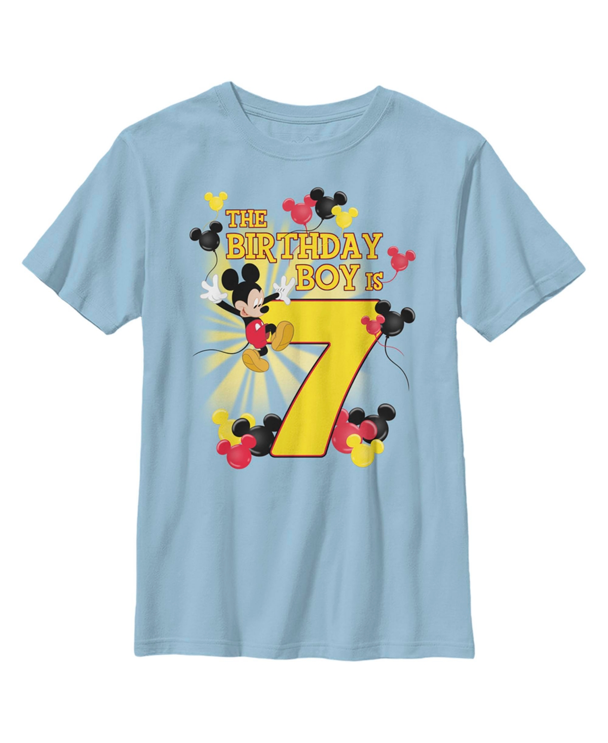 Disney Boy's Mickey & Friends The Birthday Boy Is 7 Child T-shirt In Light Blue