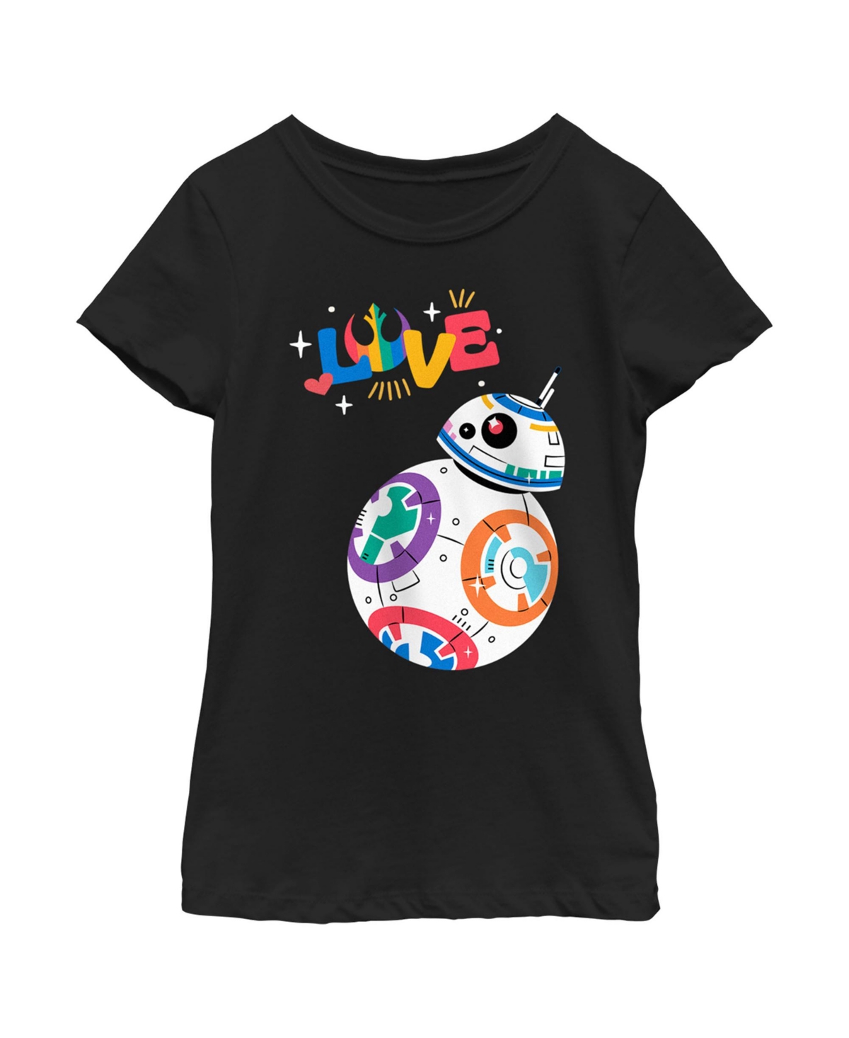 Disney Lucasfilm Girl's Star Wars Pride Rainbow Love Bb-8 Child T-shirt In Black