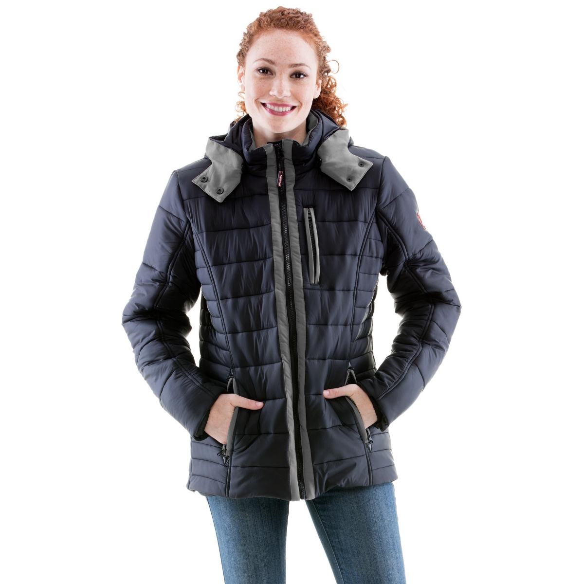 Women's Pure Soft Puffer Jacket with Removable Hood - Water-Repellent & Wind-Tight Winter Coat - Black