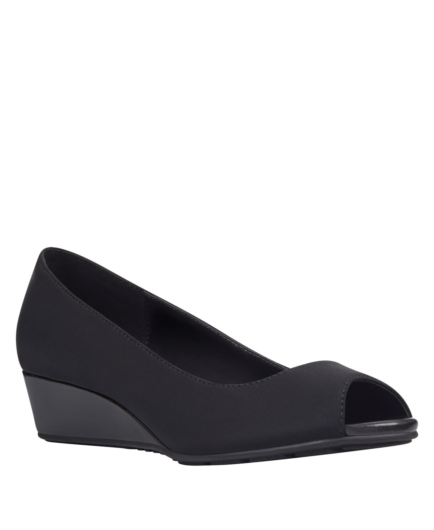 Женские туфли Bandolino Candra Low Wedge Peep Toe Dress Pumps, цвет: Чёрный — фото 1