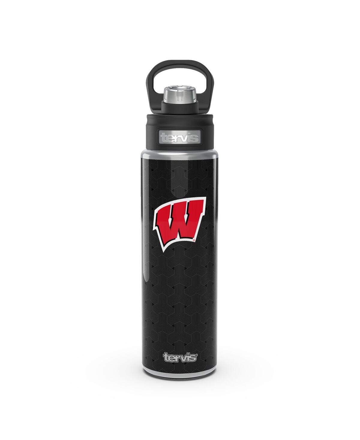 Tervis Tumbler Wisconsin Badgers 24 oz Weave Stainless Steel Wide Mouth Bottle In Black