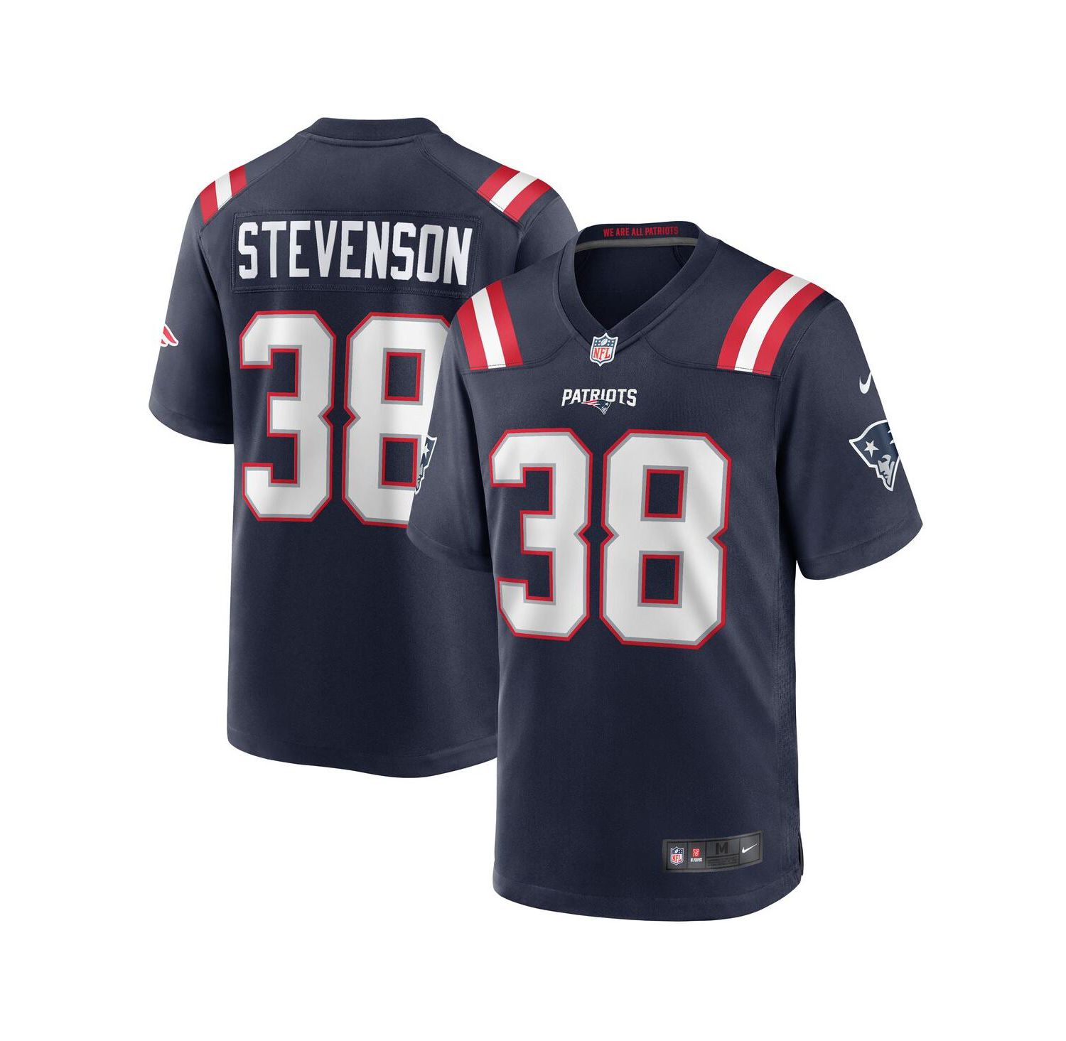 Men's Rhamondre Stevenson Navy New England Patriots Game Jersey