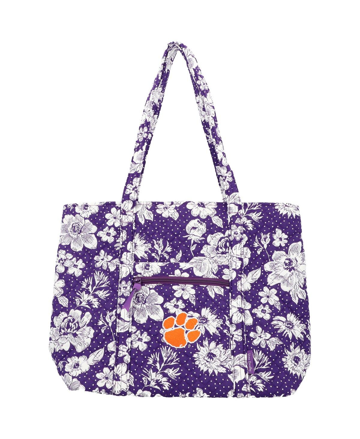 Shop Vera Bradley Women's  Clemson Tigers Rain Garden Vera Tote Bag In Purple