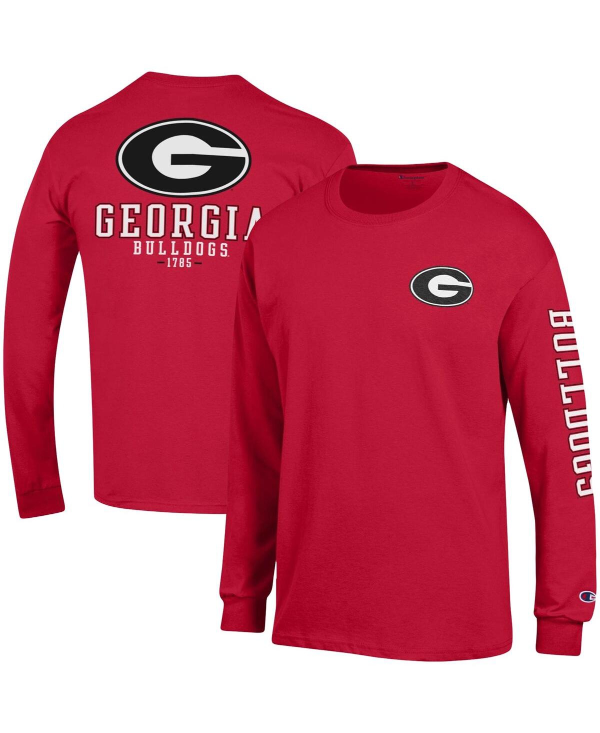 Shop Champion Men's  Red Georgia Bulldogs Team Stack Long Sleeve T-shirt