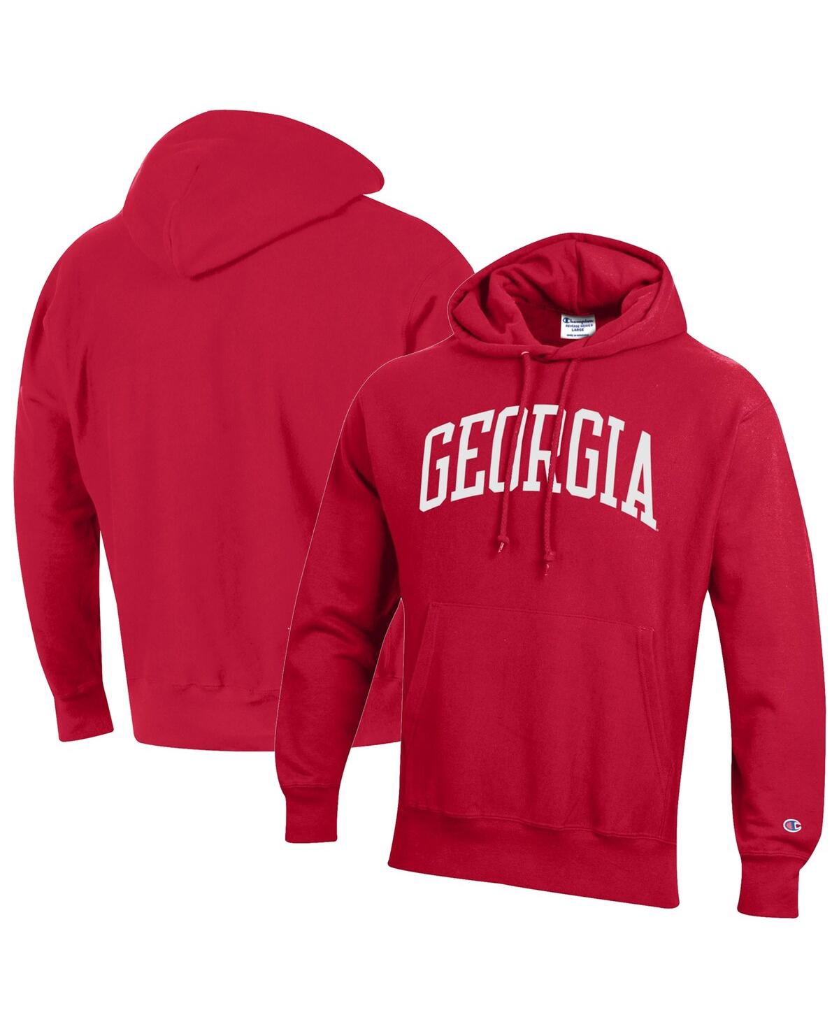 Shop Champion Men's  Red Georgia Bulldogs Team Arch Reverse Weave Pullover Hoodie