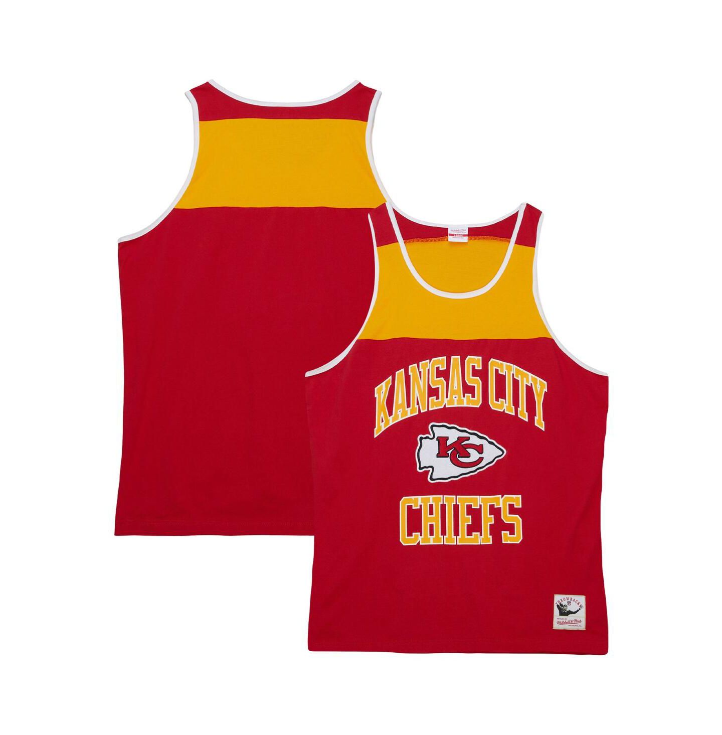 Мужской топ Mitchell & Ness Red, Gold Kansas City Chiefs Heritage Colorblock — фото 2
