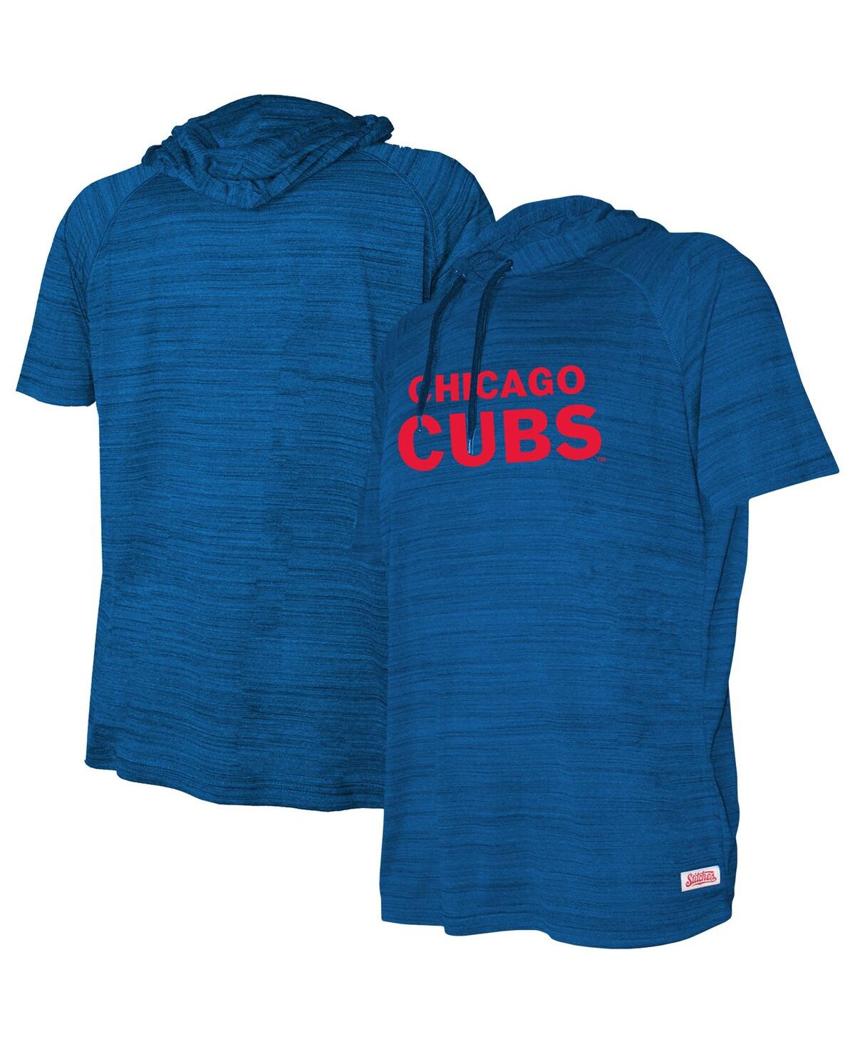 Shop Stitches Big Boys And Girls  Heather Royal Chicago Cubs Raglan Short Sleeve Pullover Hoodie