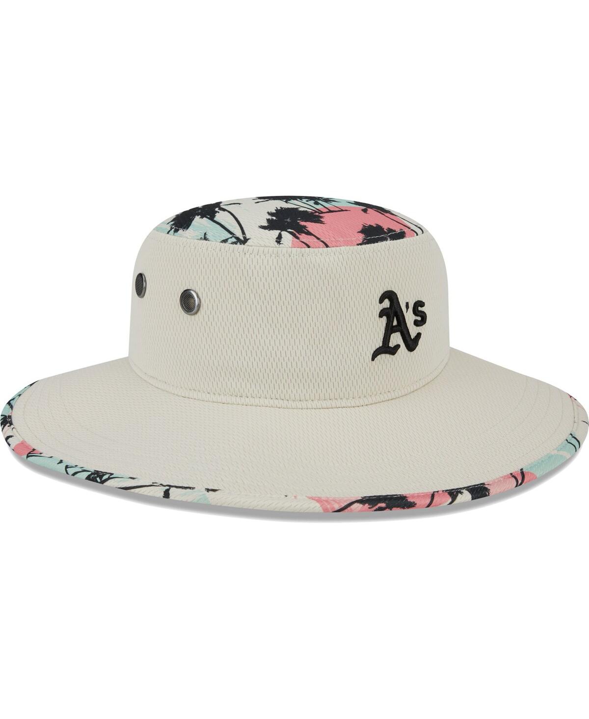 Shop New Era Men's  Natural Oakland Athletics Retro Beachin' Bucket Hat