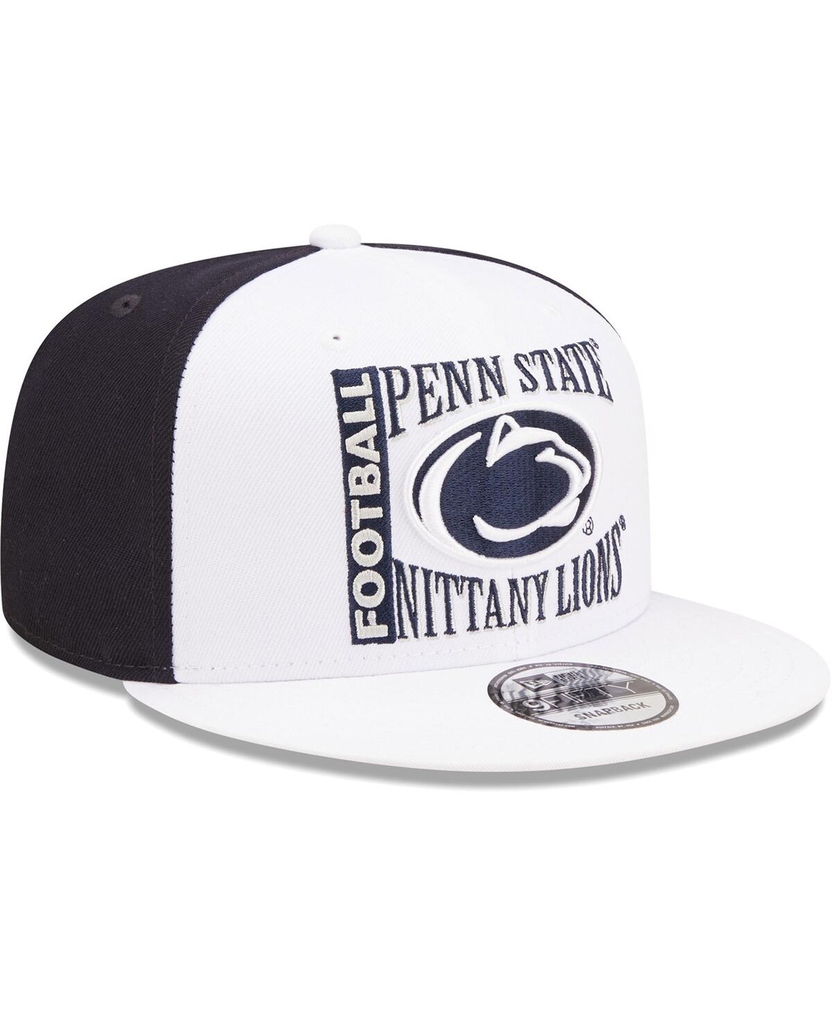 NEW ERA MEN'S NEW ERA WHITE, NAVY PENN STATE NITTANY LIONS RETRO SPORT 9FIFTY SNAPBACK HAT 