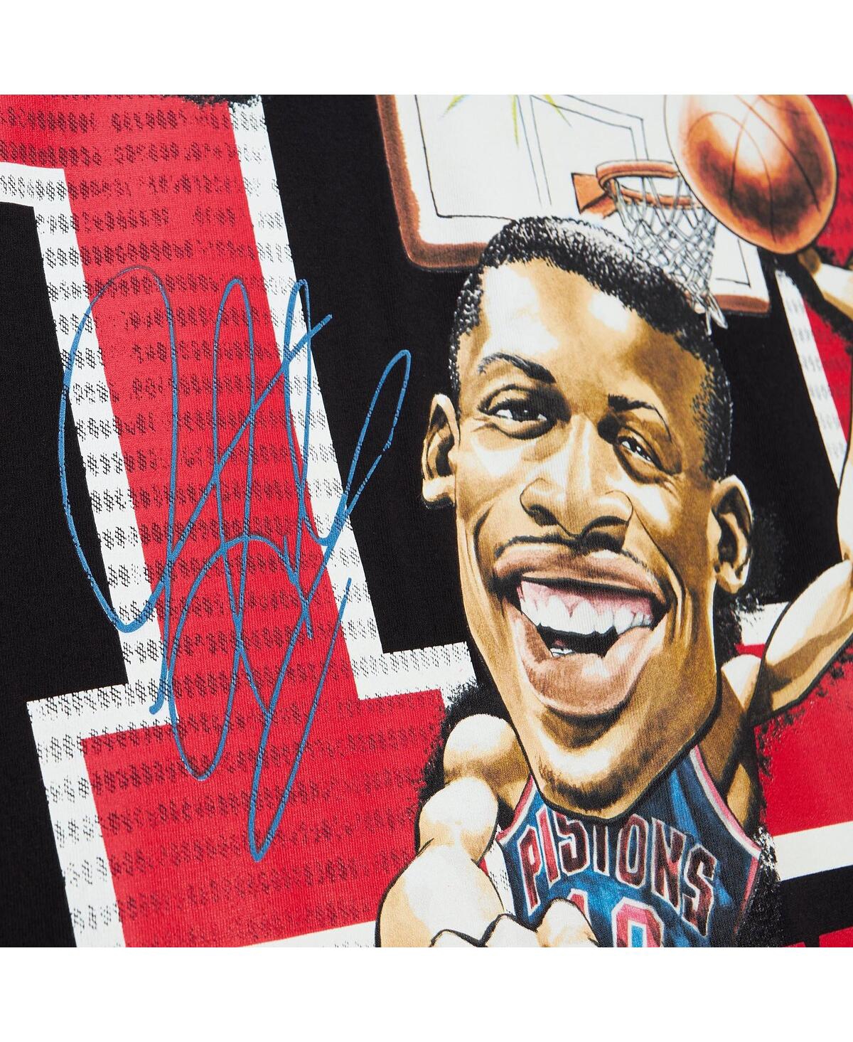 Mitchell & Ness Men's  Dennis Rodman Black Detroit Pistons Hardwood Classics Caricature T-shirt In Black