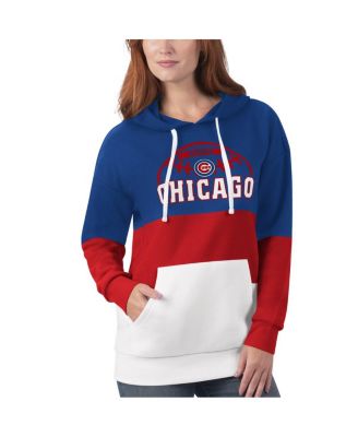 Women's Royal, Red Chicago Cubs Block and Tackle Colorblock Pullover Hoodie