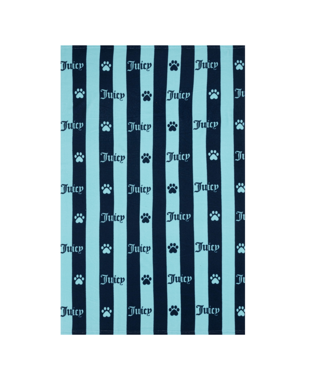Microfiber Pet Towel, Heart Paw Stripes - Navy, Turquoise
