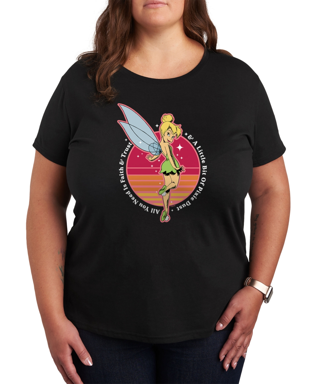 Air Waves Trendy Plus Size Graphic T-shirt In Black