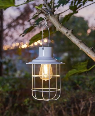 9.75" H Metal Wire Solar Powered Outdoor Hanging Lantern, Set of 2