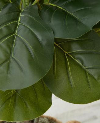 Artificial Fiddle 3' Leaf Fig Tree with Handmade Cotton Jute Woven Basket DIY Kit