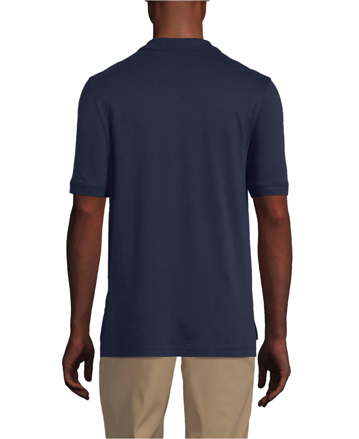 Мужское поло Lands' End School Uniform Short Sleeve Interlock Polo Shirt, цвет: Тёмно-синий — фото 2