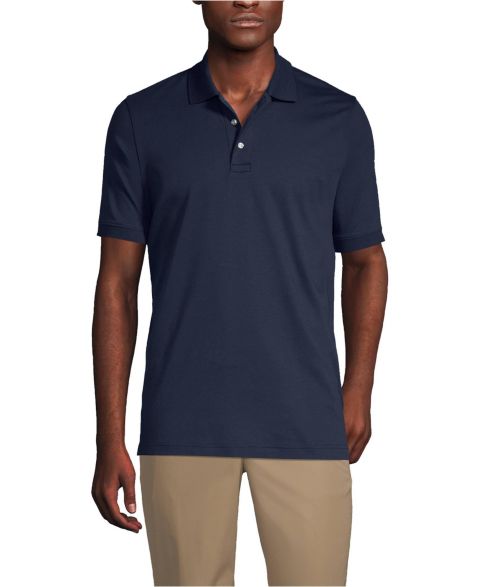 Мужское поло Lands' End School Uniform Short Sleeve Interlock Polo Shirt, цвет: Тёмно-синий