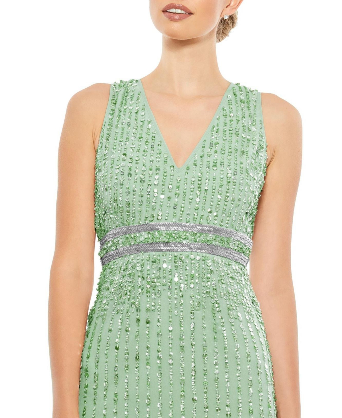 Women's Sequined Sleeveless V-Neck Midi Sheath Dress