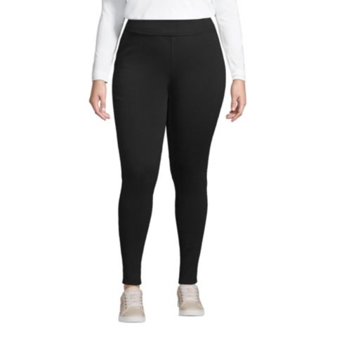 Женские леггинсы Lands' End Plus Size High Rise Serious Sweats Fleece Lined Pocket, цвет: Чёрный