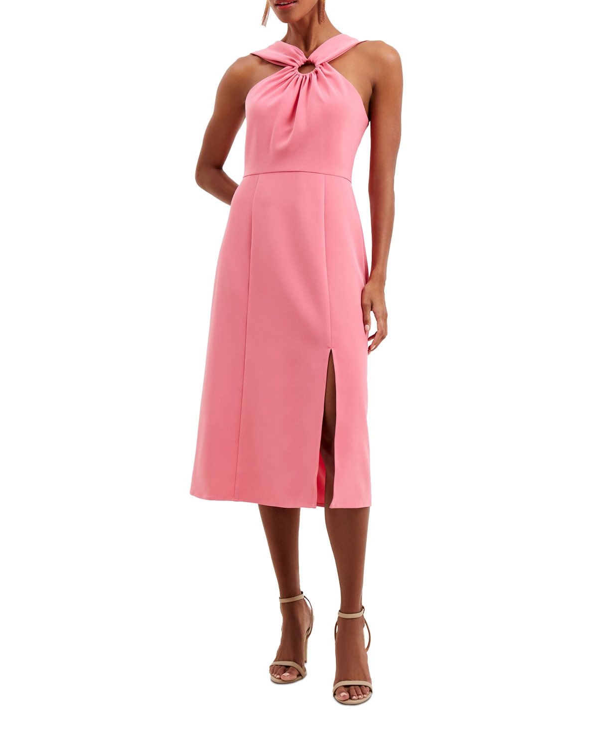 Shop French Connection Women's Echo Crepe Ring Midi Dress In Camellia Rose