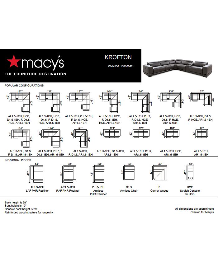 Furniture Krofton 7Pc. Beyond Leather Fabric Sectional with 3 Power