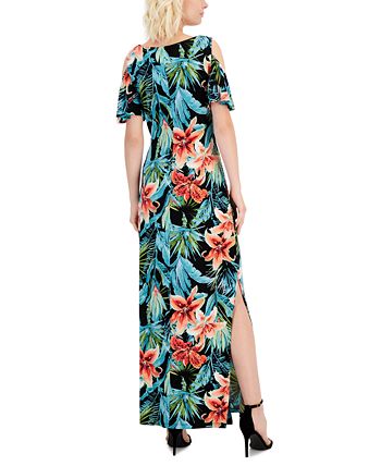 Connected Printed Cold-Shoulder Maxi Dress - Macy's