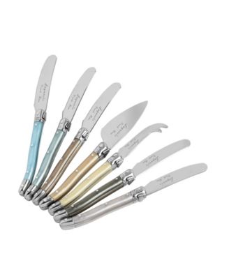 Laguiole Mother of Pearl Cheese Knife and Spreader Set, 7 Piece.