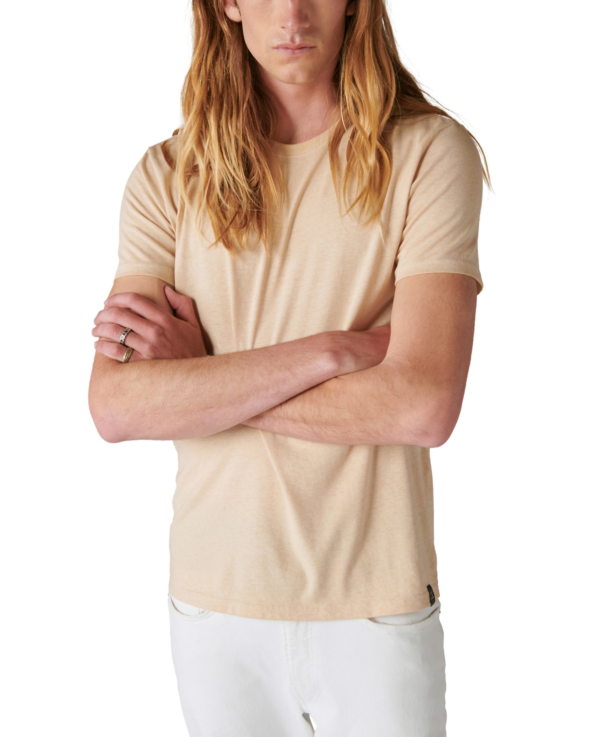 Lucky Brand Lucky Bran Men's Classic Venice Burnout Crewneck T-shirt In Latte