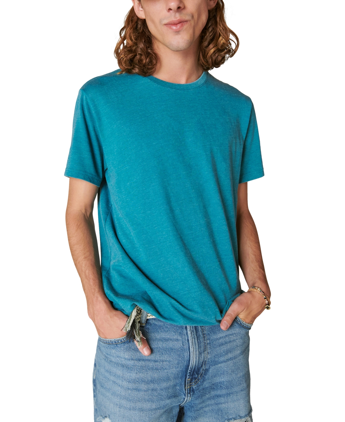 Lucky Brand Lucky Bran Men's Classic Venice Burnout Crewneck T-shirt In Harbor Blue