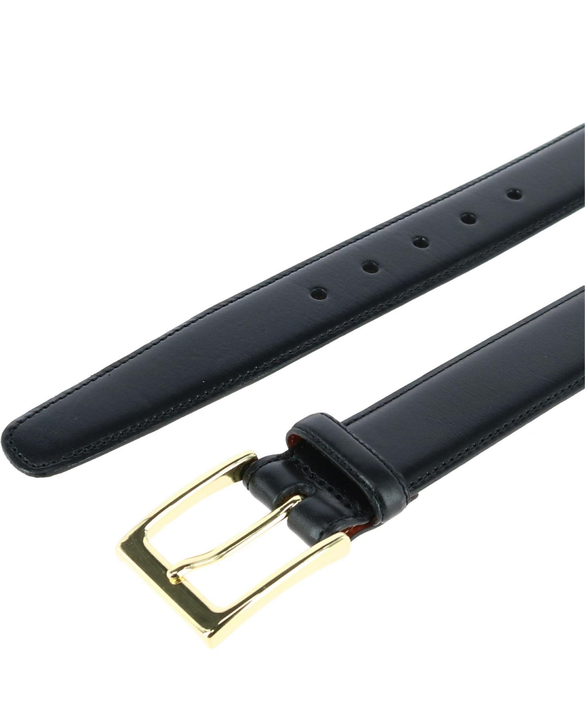 Trafalgar Men's Classic 30mm Cortina Leather Belt - Black with gold-tone