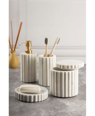 Roksana White Marble Bath Accessories, Set of 4