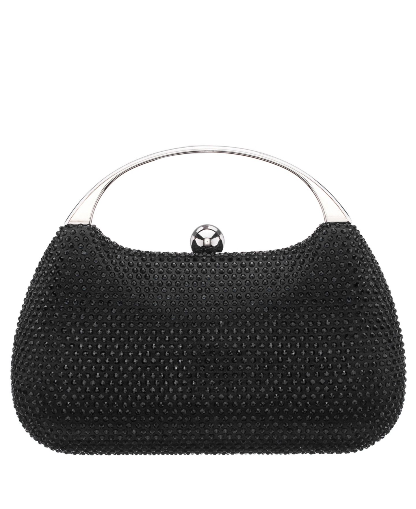 Женские клатчи Nina Crystal Minaudiere with Metal Handle, цвет: Чёрный — фото 2