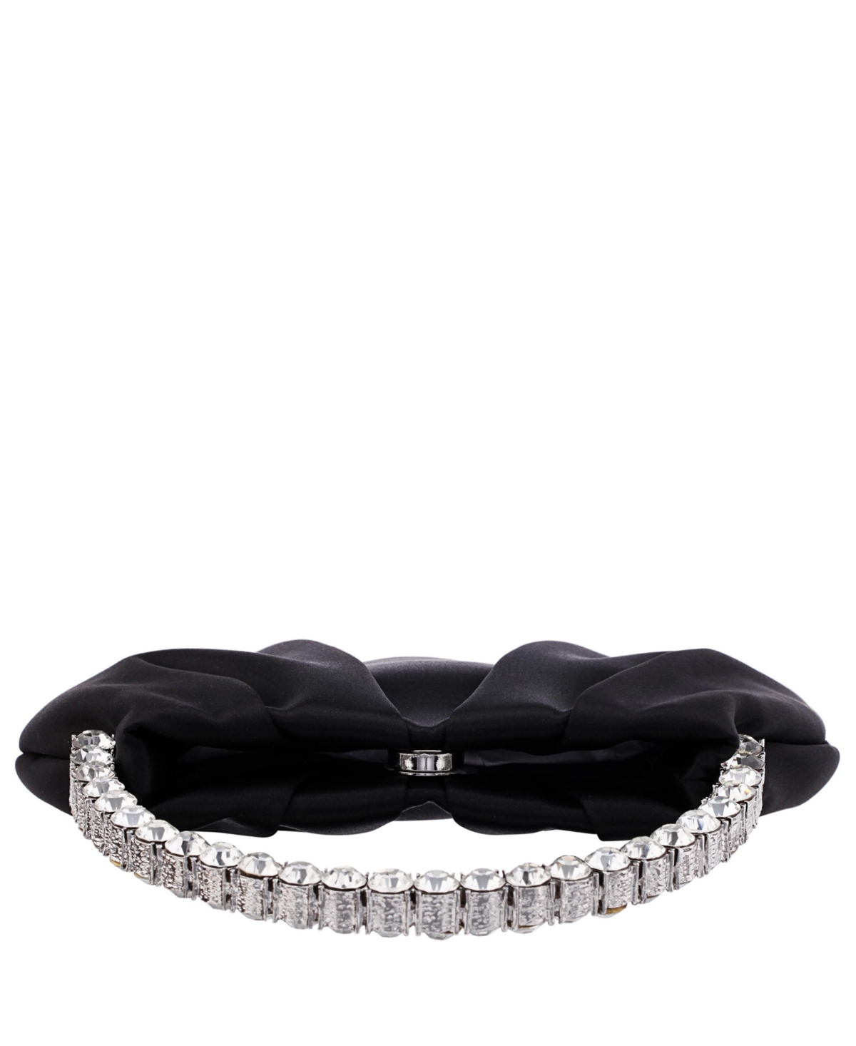 Nina Crystal Handle Satin Pouch Bag